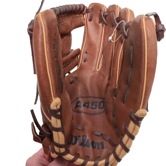 Wilson A450 Advisory Staff 11.5 Inch Youth Baseball Glove Brown Beige - Picture 2 of 4
